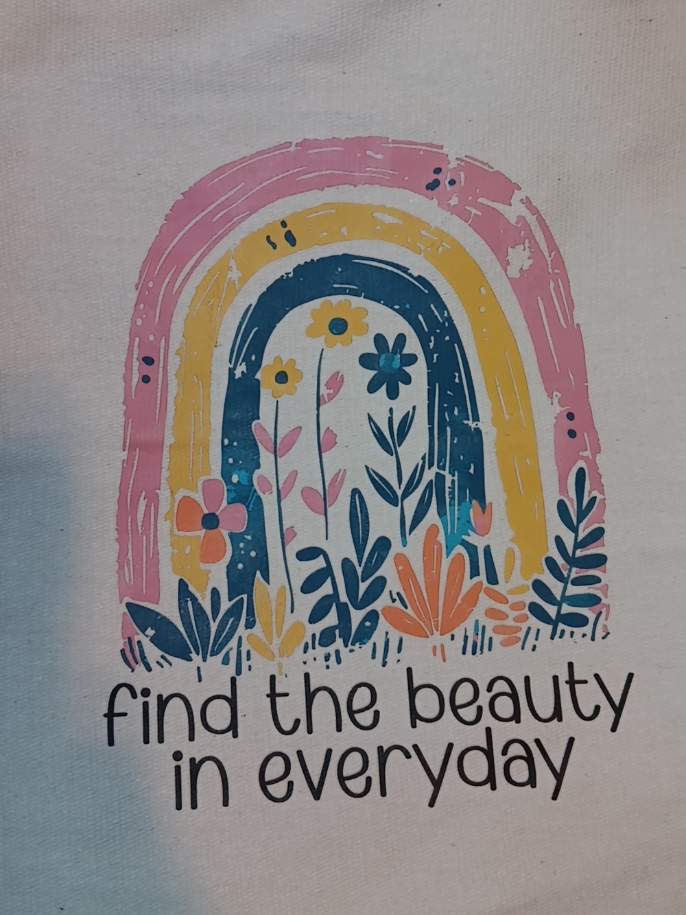 Floral Rainbow Tote Bag - Pink, Yellow, Blue